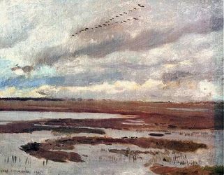 Grullas, paisaje desde el prado